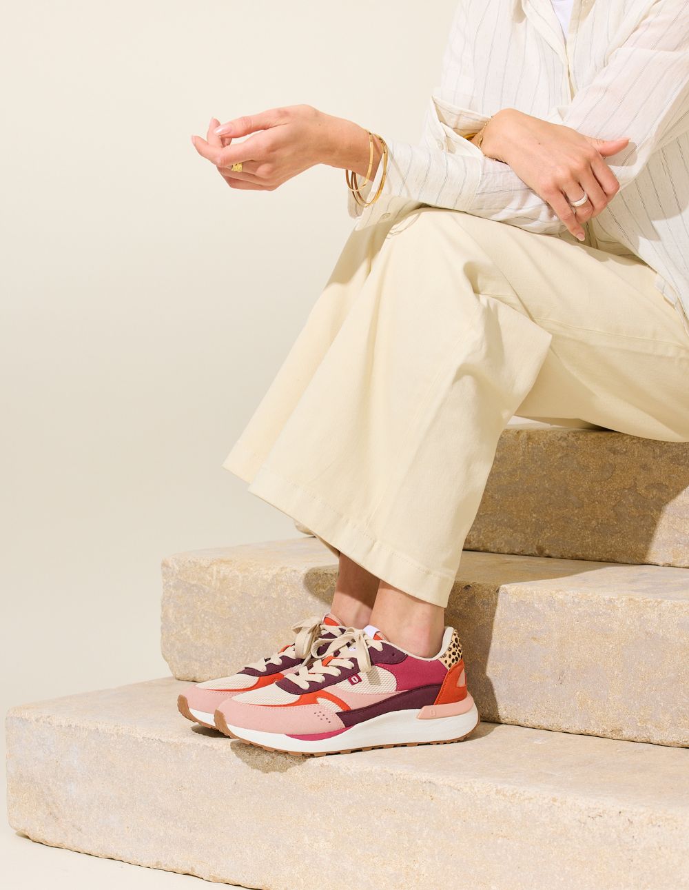 Baskets basses Anaelle - Rose clair beige orange