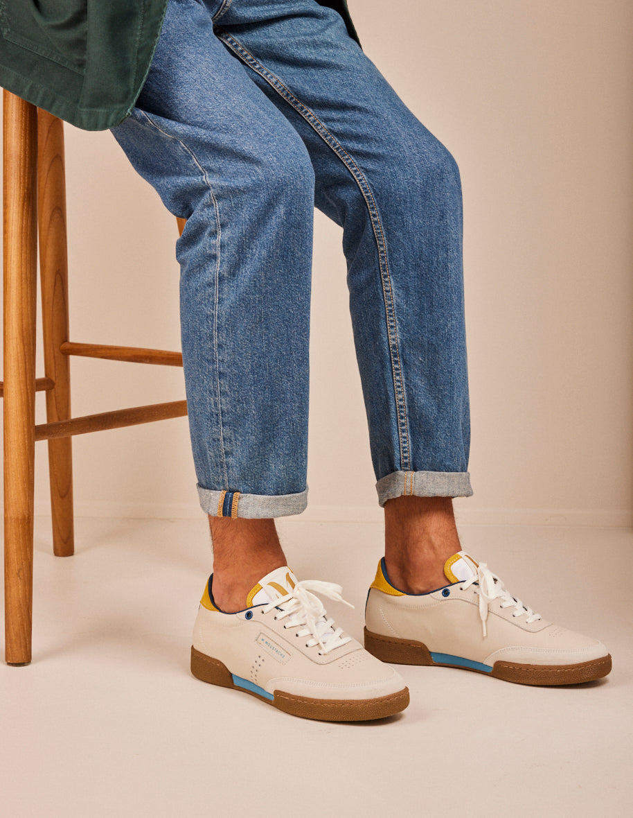 Low-top trainers Anatole - Ecru mustard blue leather