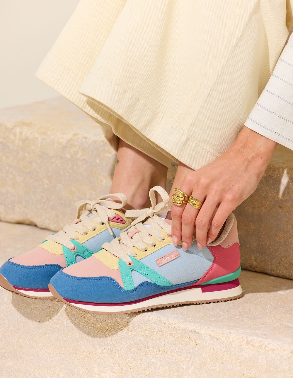 Baskets basses Andrée - Bleu rose clair canard