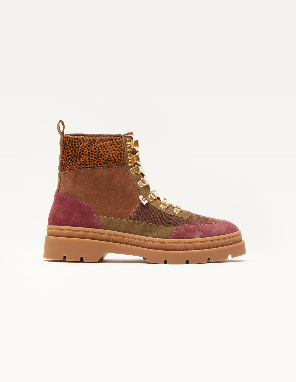 Joelle Lace Up Ankle Boots Burgundy Brown Khaki Suede