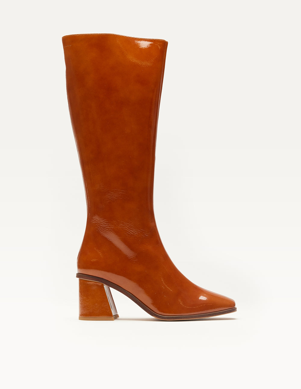 Bottes Lisette - Cuir plissé verni cognac