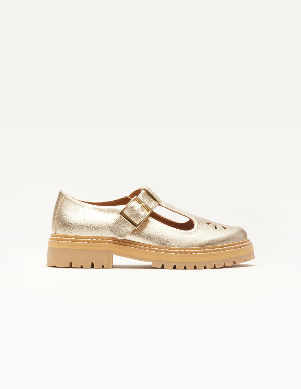 Derbies Romane Ajouree Cuir graine champagne