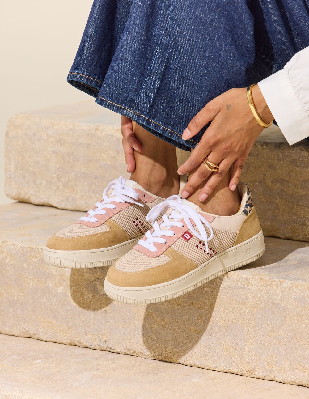 Baskets basses Maxence F - Ambre blanc nude