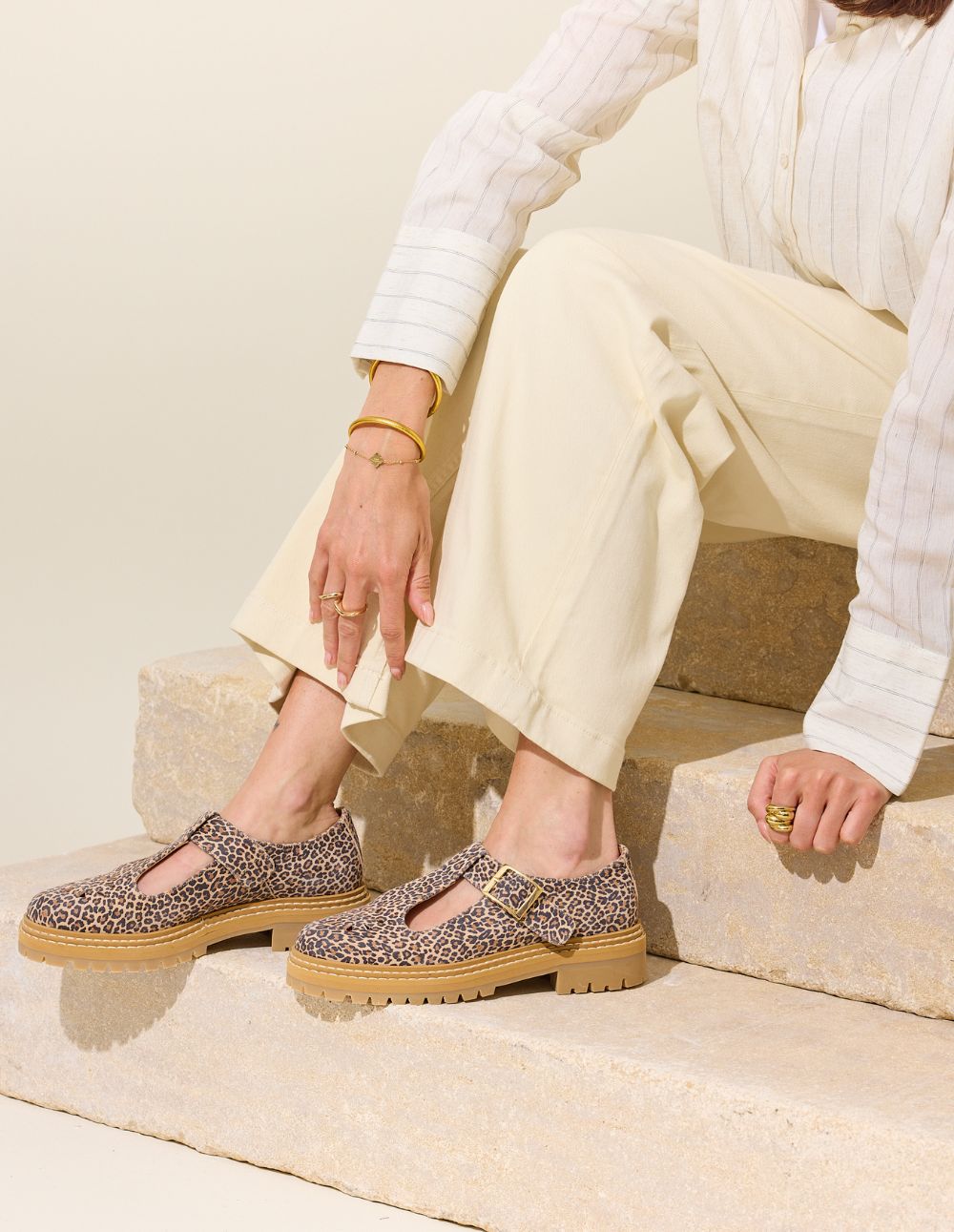 Derbies Romane Ajourée - Cuir léopard