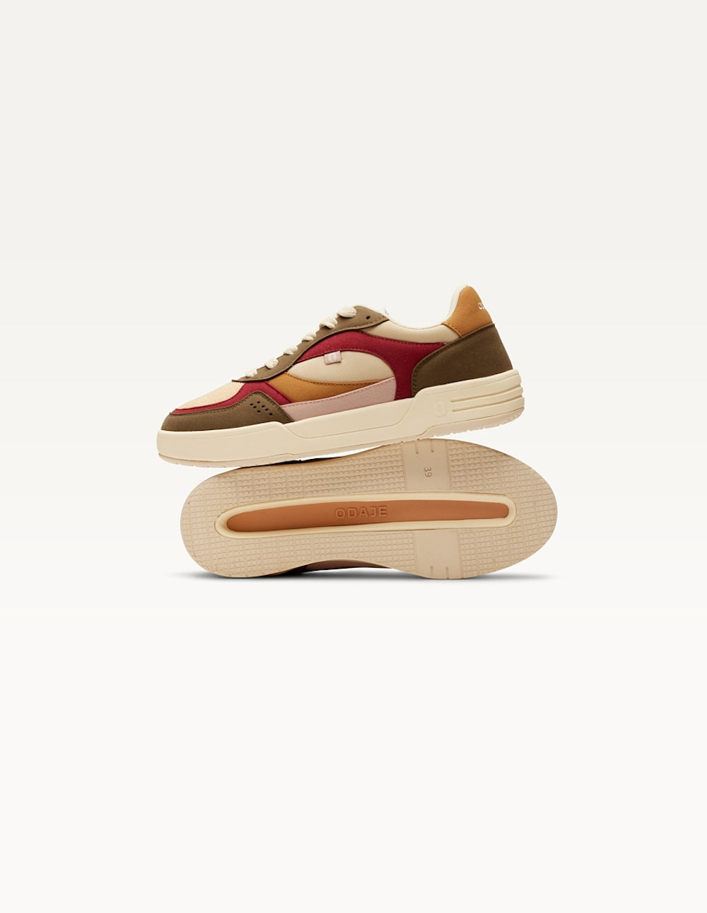 Baskets basses Axelle - Kaki bordeaux crème