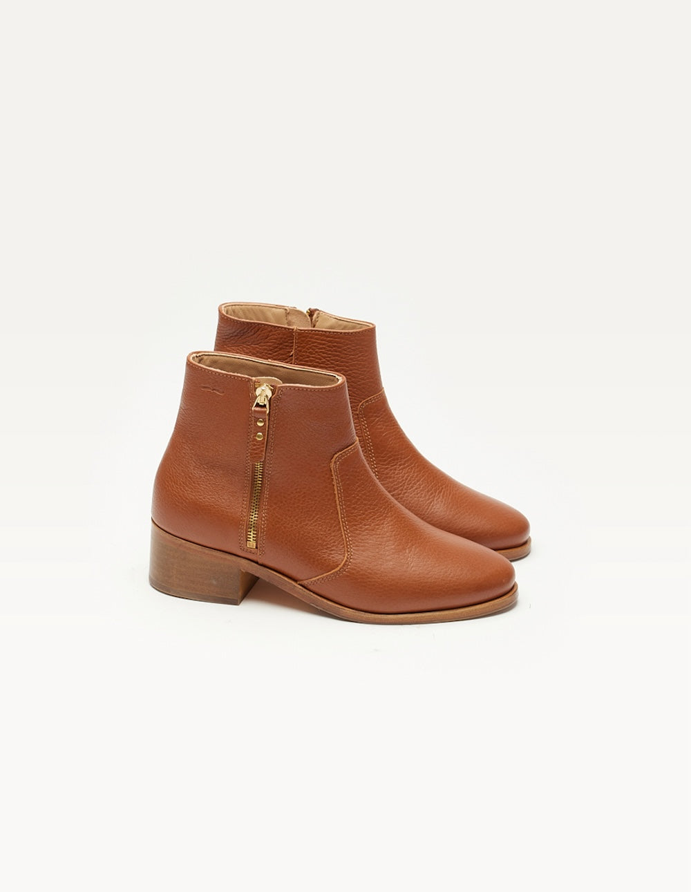 Bottines plates Coline - Cuir pull-up grainé miel