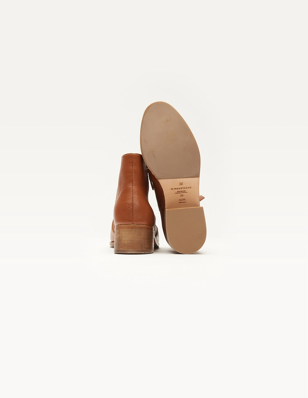 Bottines plates Coline - Cuir pull-up grainé miel