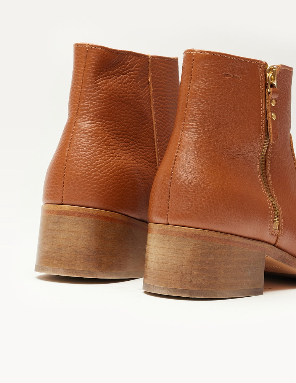 Bottines plates Coline - Cuir pull-up grainé miel