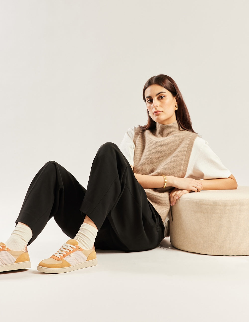 Baskets basses Marie - Beige crème pêche