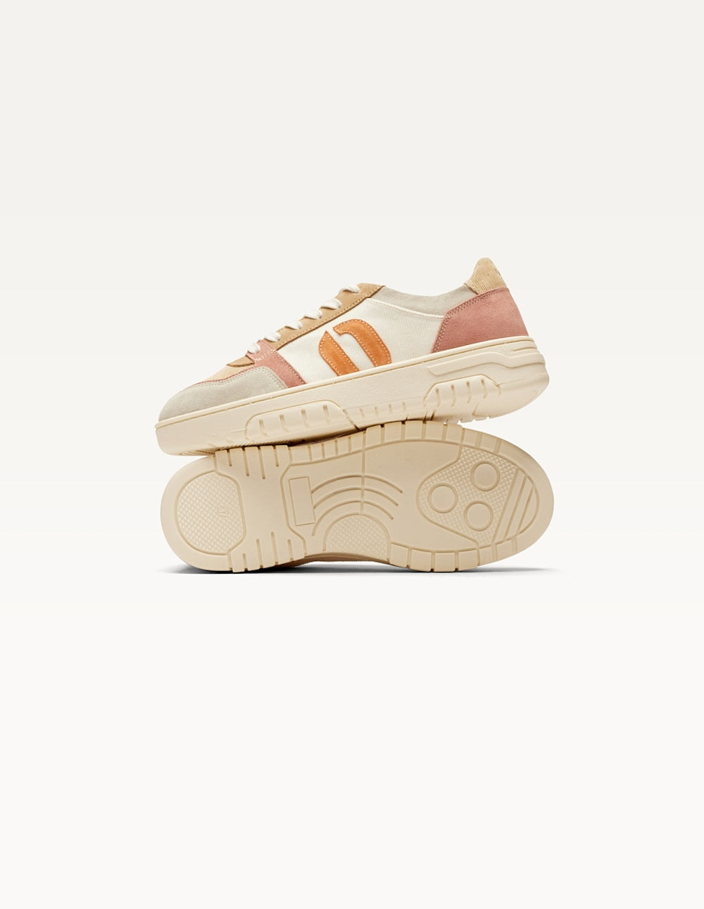 Baskets basses Nora - Gris clair rose clair crème