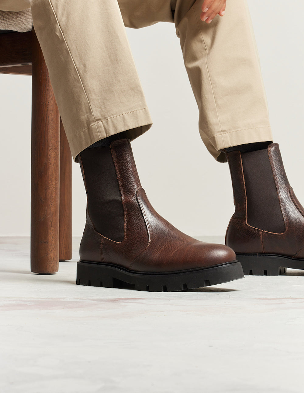 Bottines Raoul - Cuir pull up grainé marron