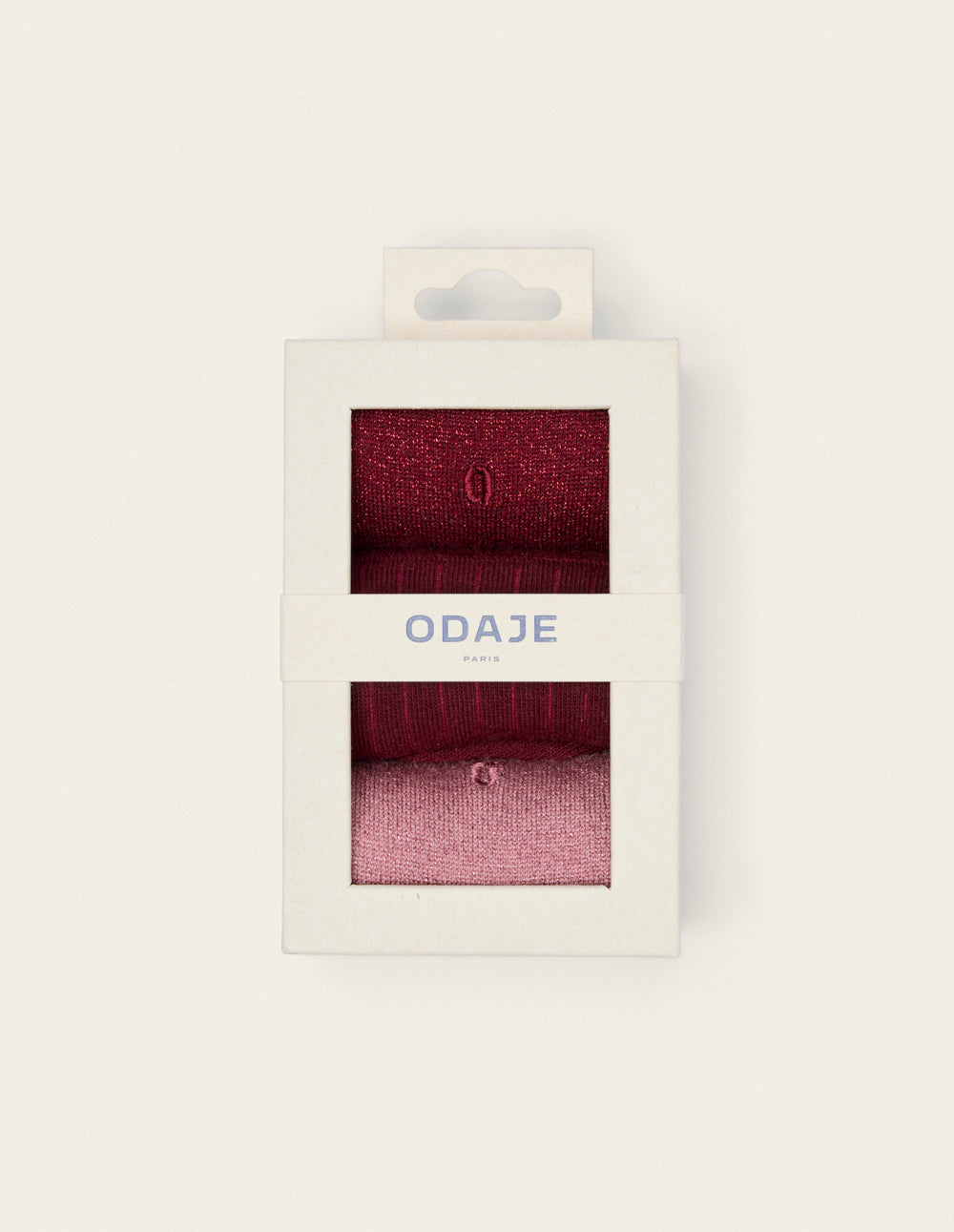Pack de 3 Chaussettes - Côtelé et paillettes rouge bordeaux rose