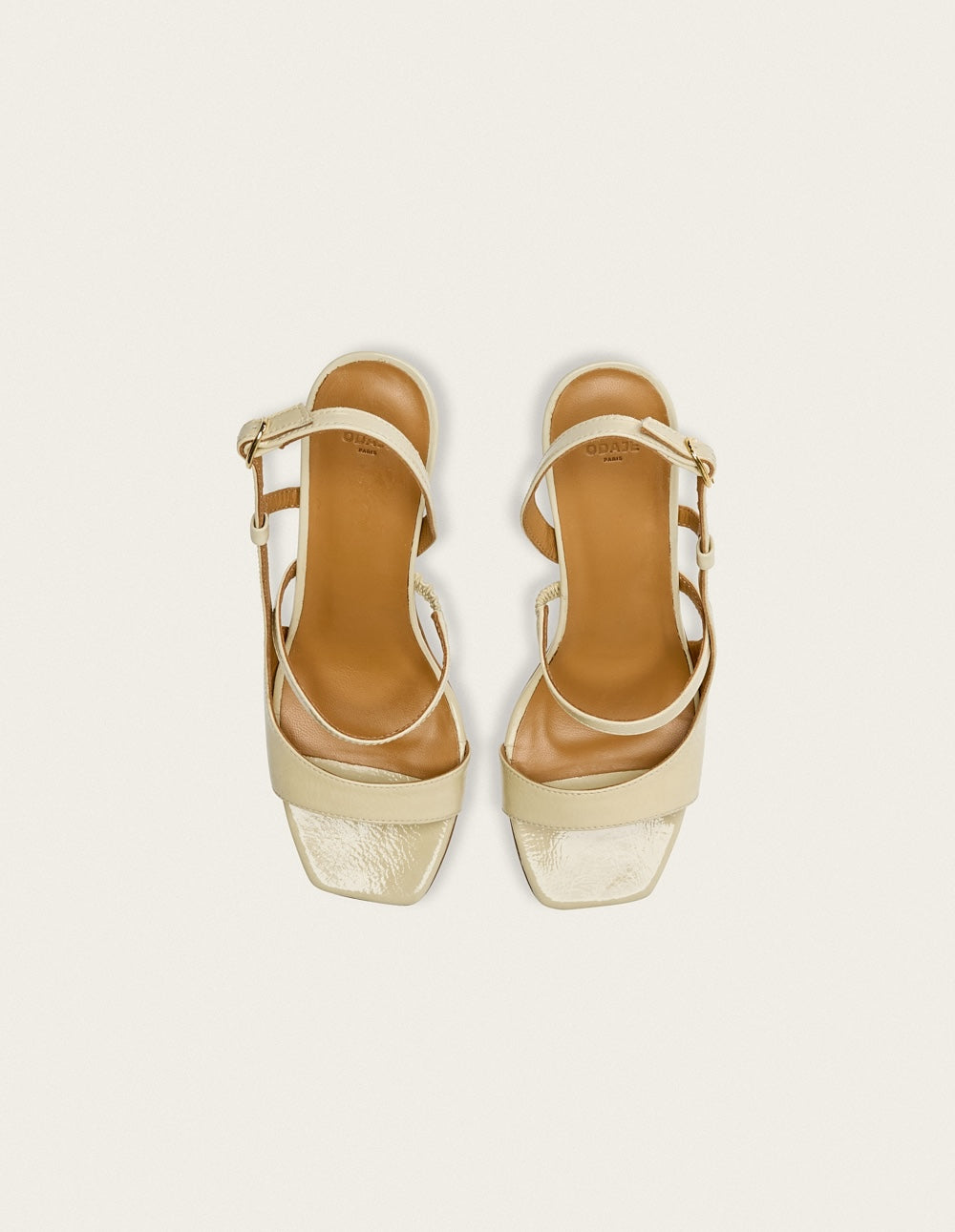 Sandales à talons Casta - Cuir plissé écru