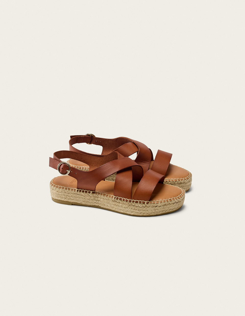 Espadrilles plates Chantal - Cuir marron