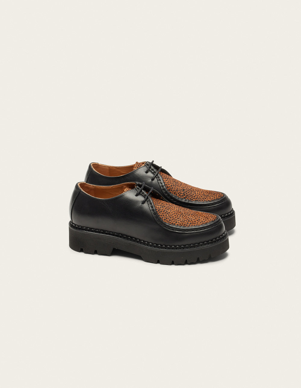 Derbies Deborah - Cuir noir et pony