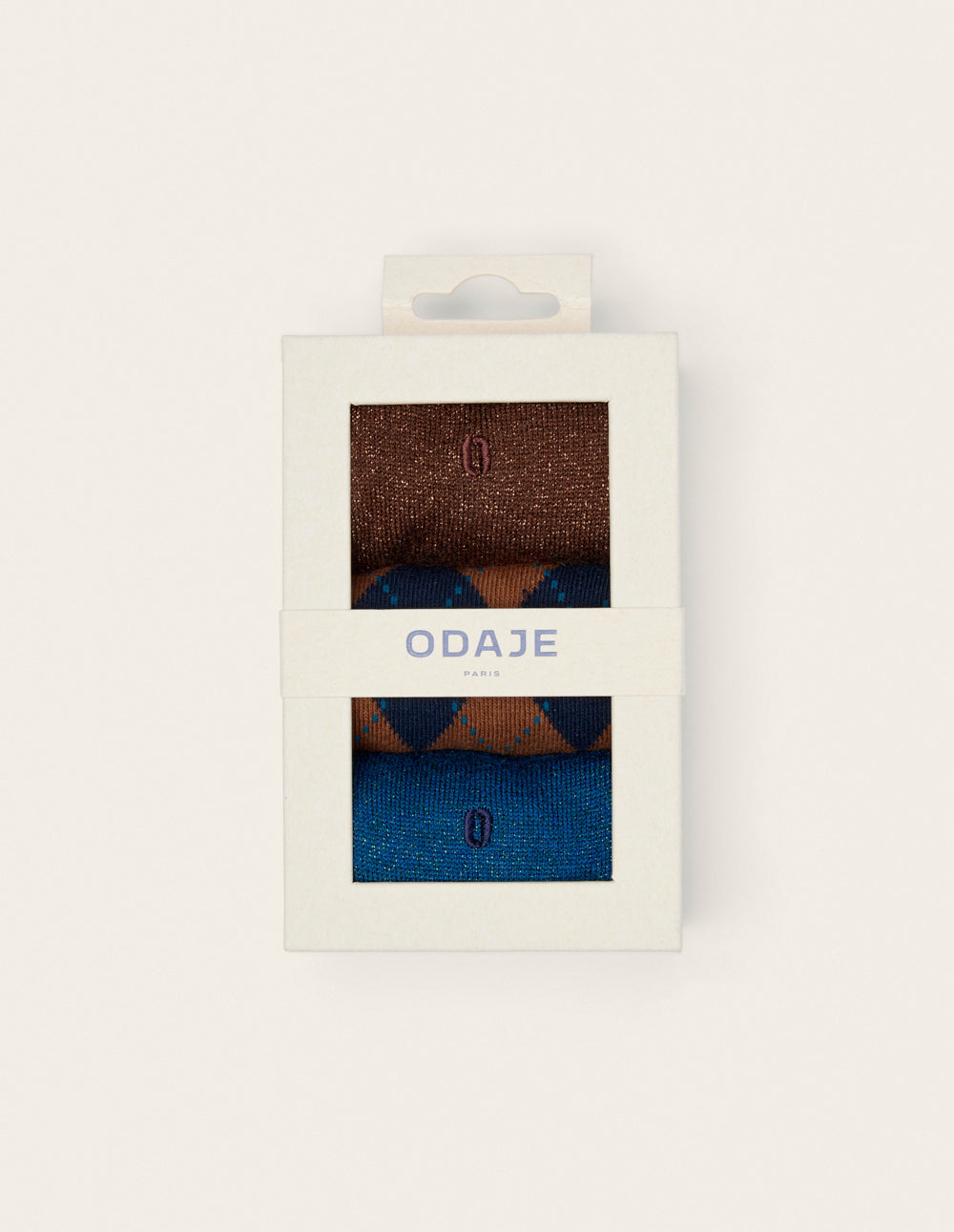 Pack de 3 Chaussettes - Fantaisie losanges et paillettes marron bleu