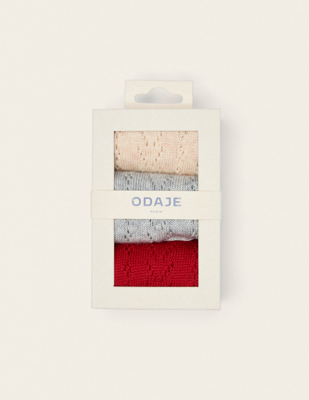 Pack de 3 Chaussettes - Ajourée ecru gris rouge