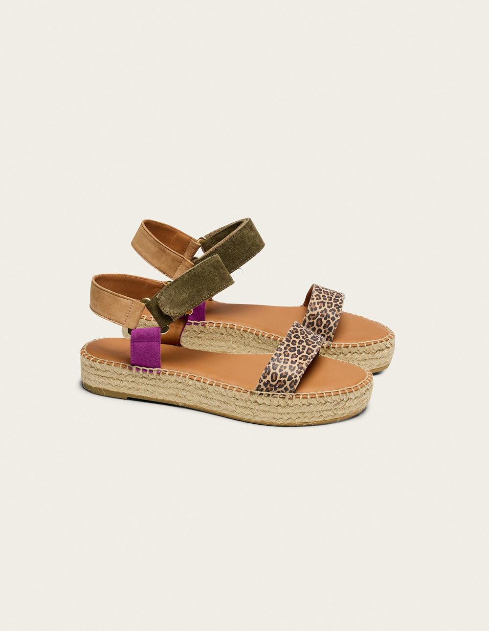 Espadrilles Flore - Suède magenta kaki beige