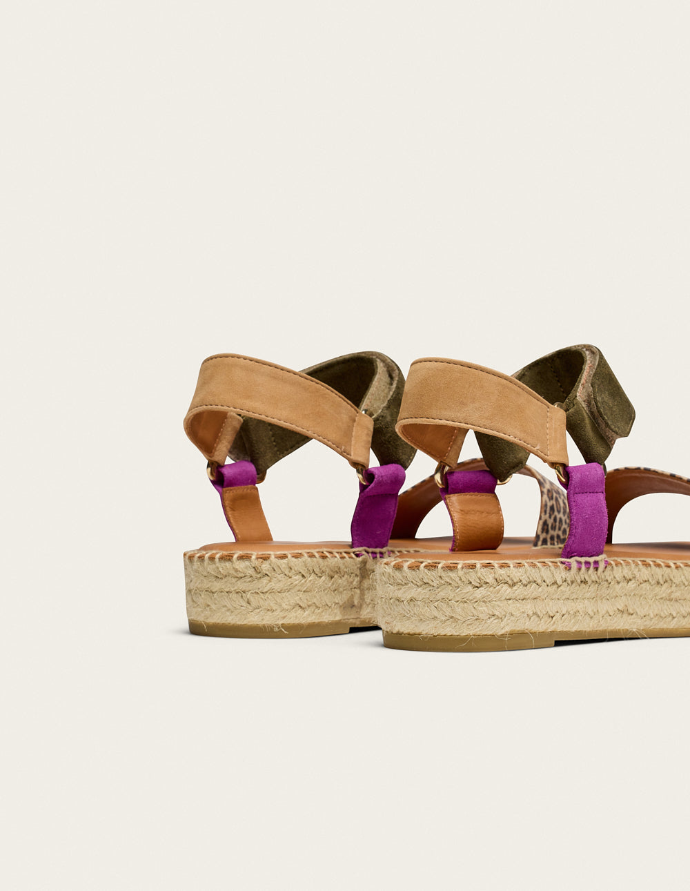 Espadrilles Flore - Suède magenta kaki beige