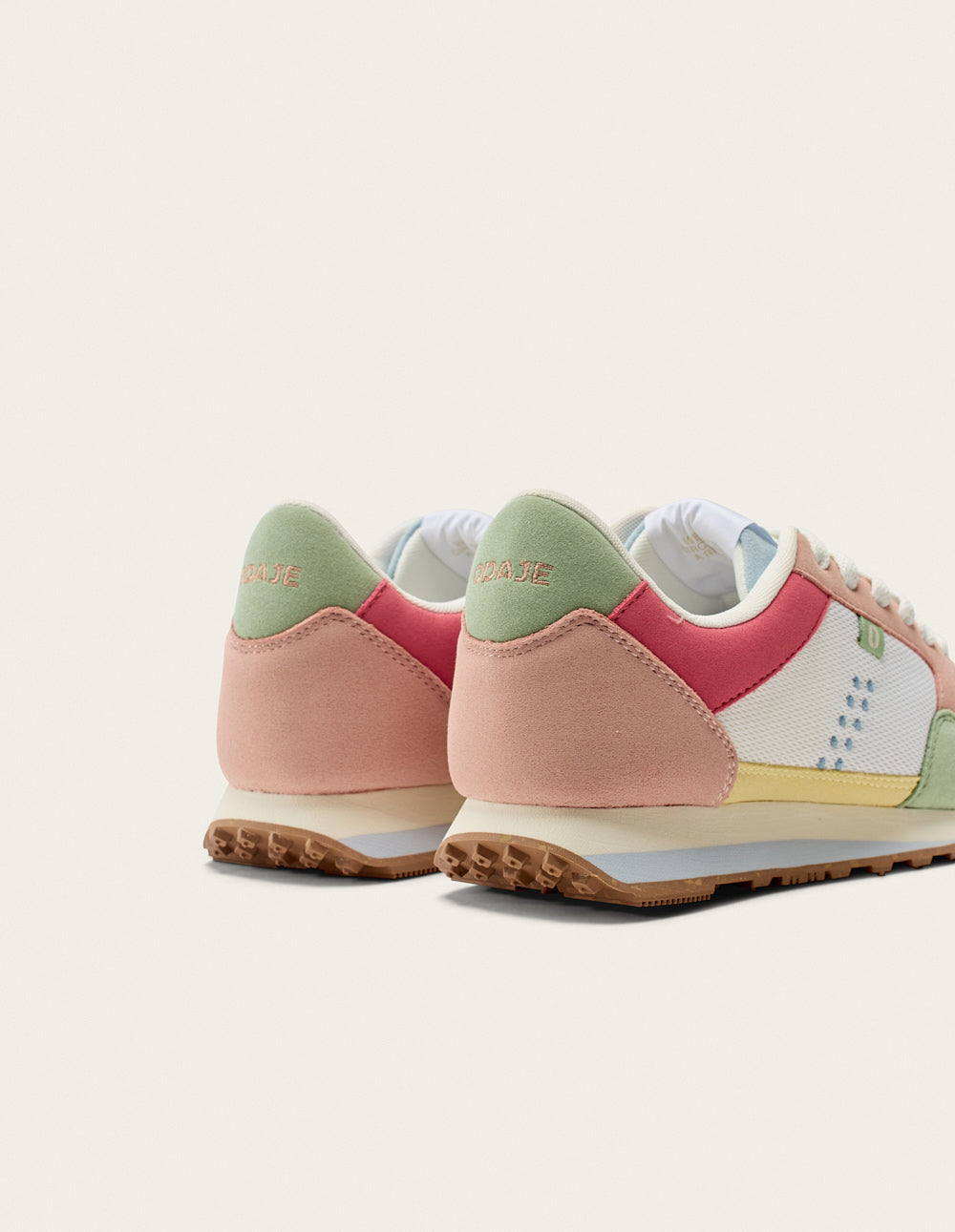 Baskets basses Gabrielle - Vert blanc rose clair