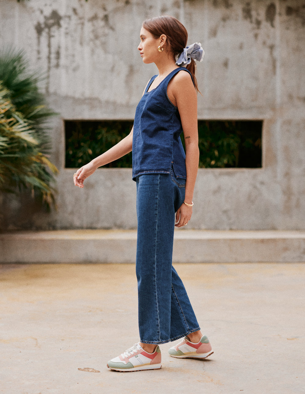 Baskets basses Gabrielle - Vert blanc rose clair