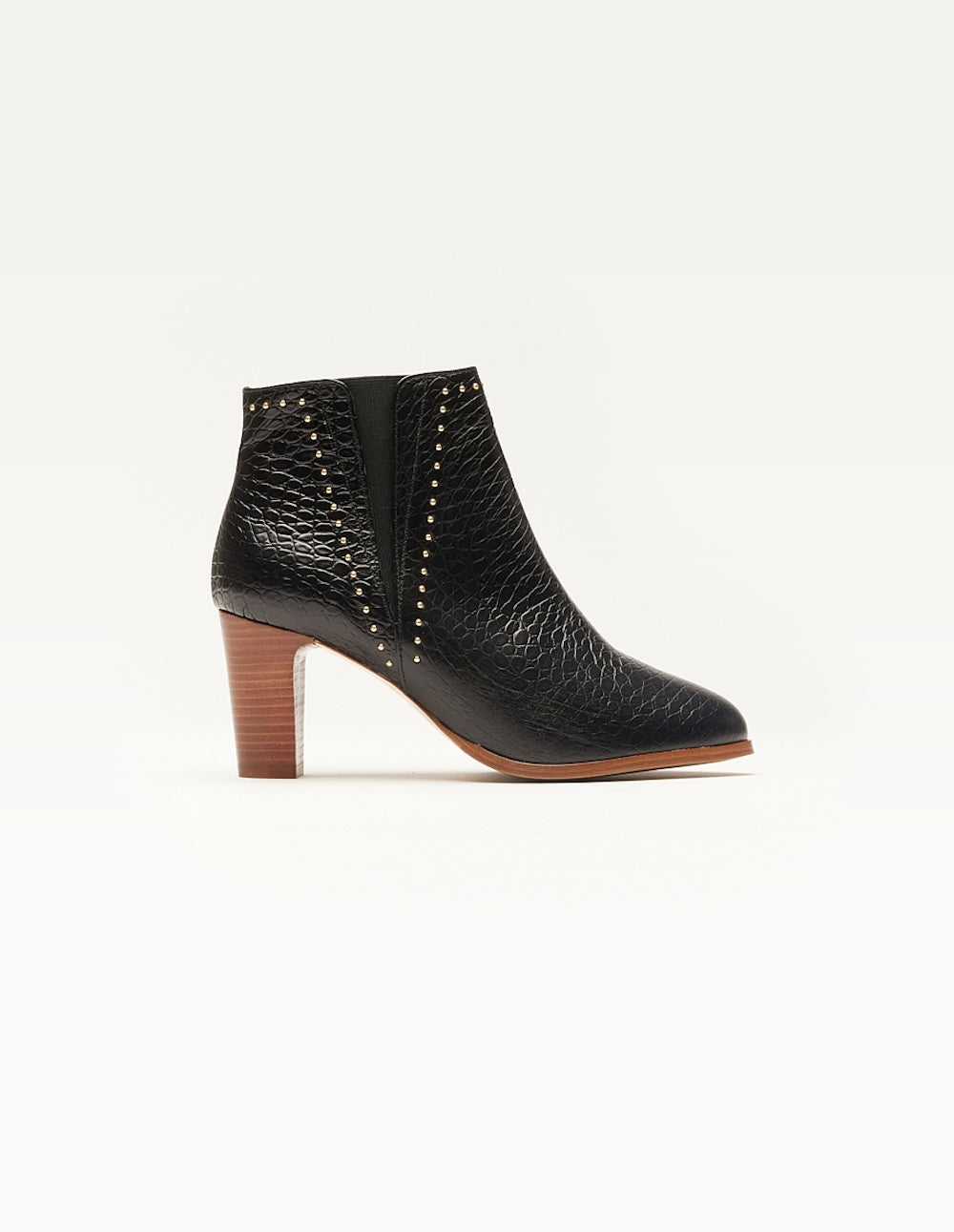 Ankle boots Jeanne H Black crocodile leather and studs