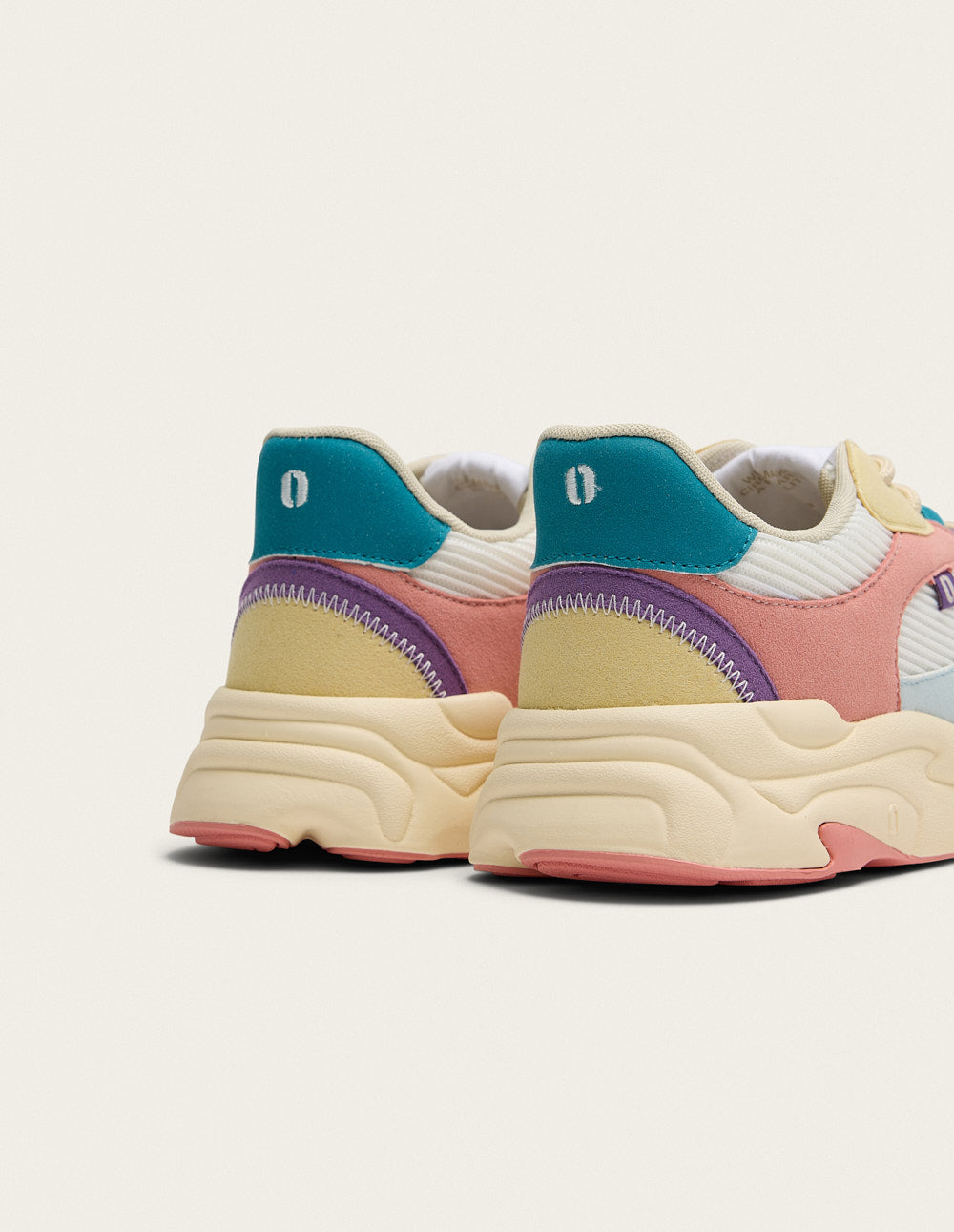 Baskets basses Nathanaelle - Vert d'eau citron blanc