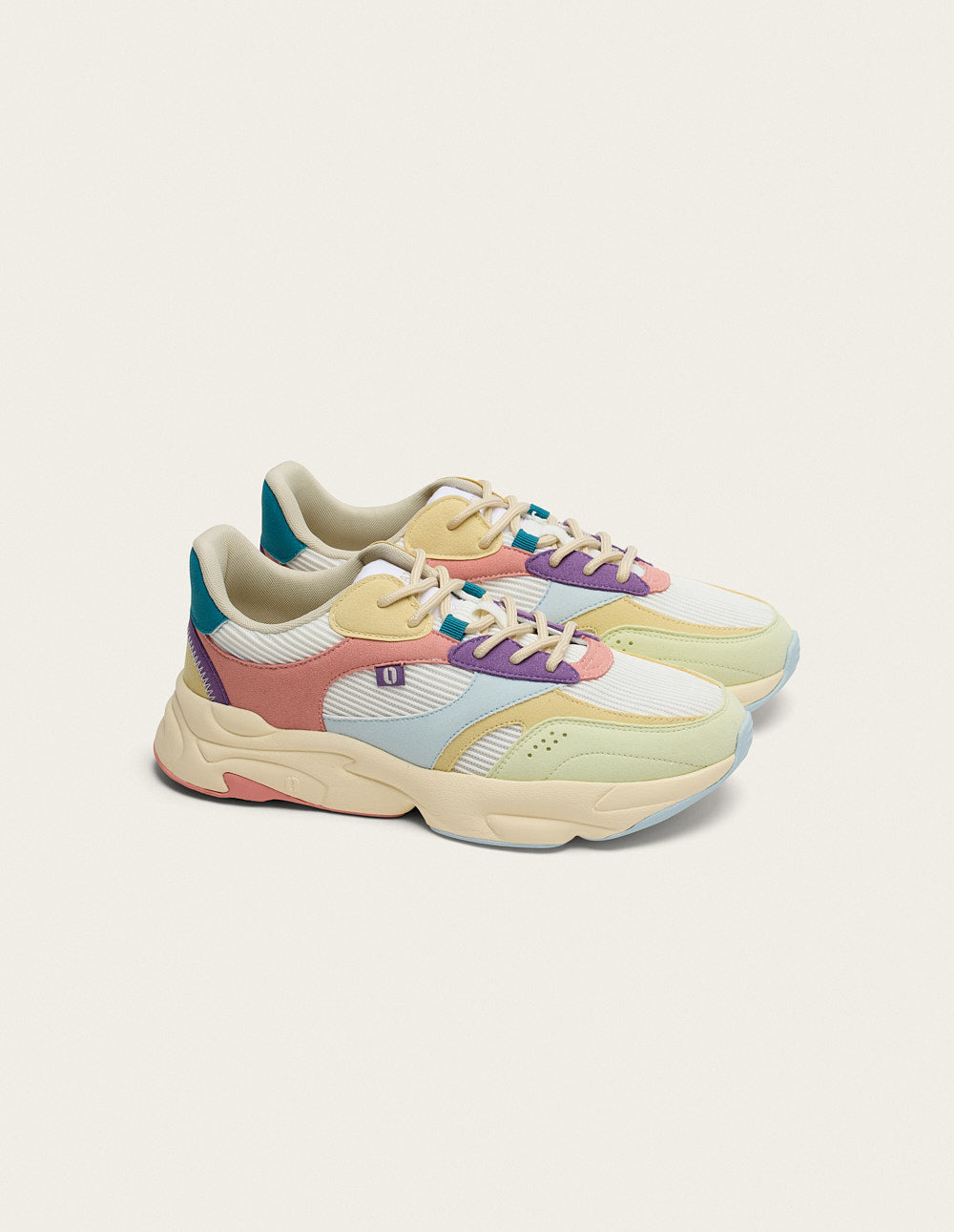 Baskets basses Nathanaelle - Vert d'eau citron blanc