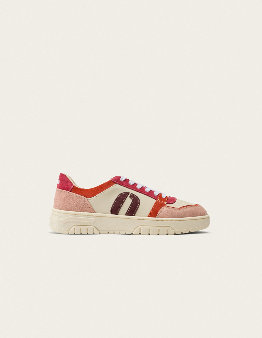 Baskets basses Nora - Nude orange blanc