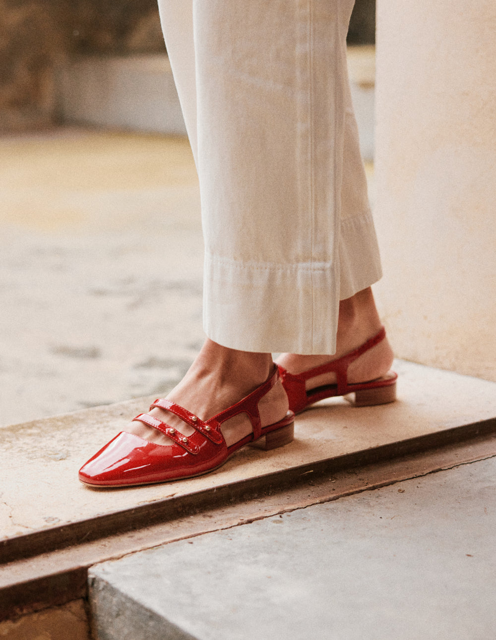 Ballerines Soli - Cuir verni rouge