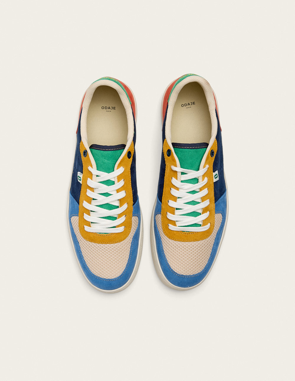 Baskets basses Arthur - Bleu écru moutarde