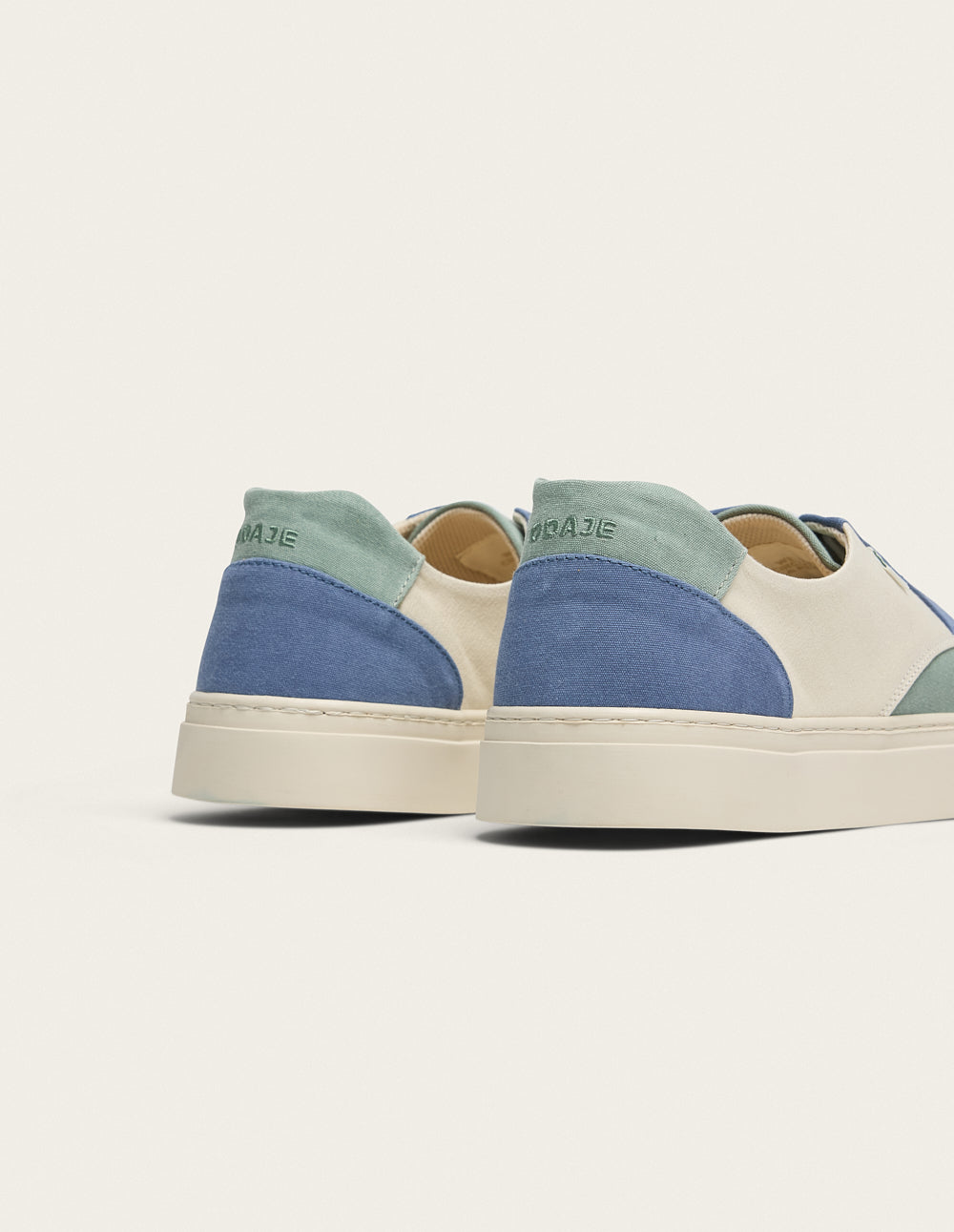 Baskets basses Alexandre - Toile vert bleu pétrole écru
