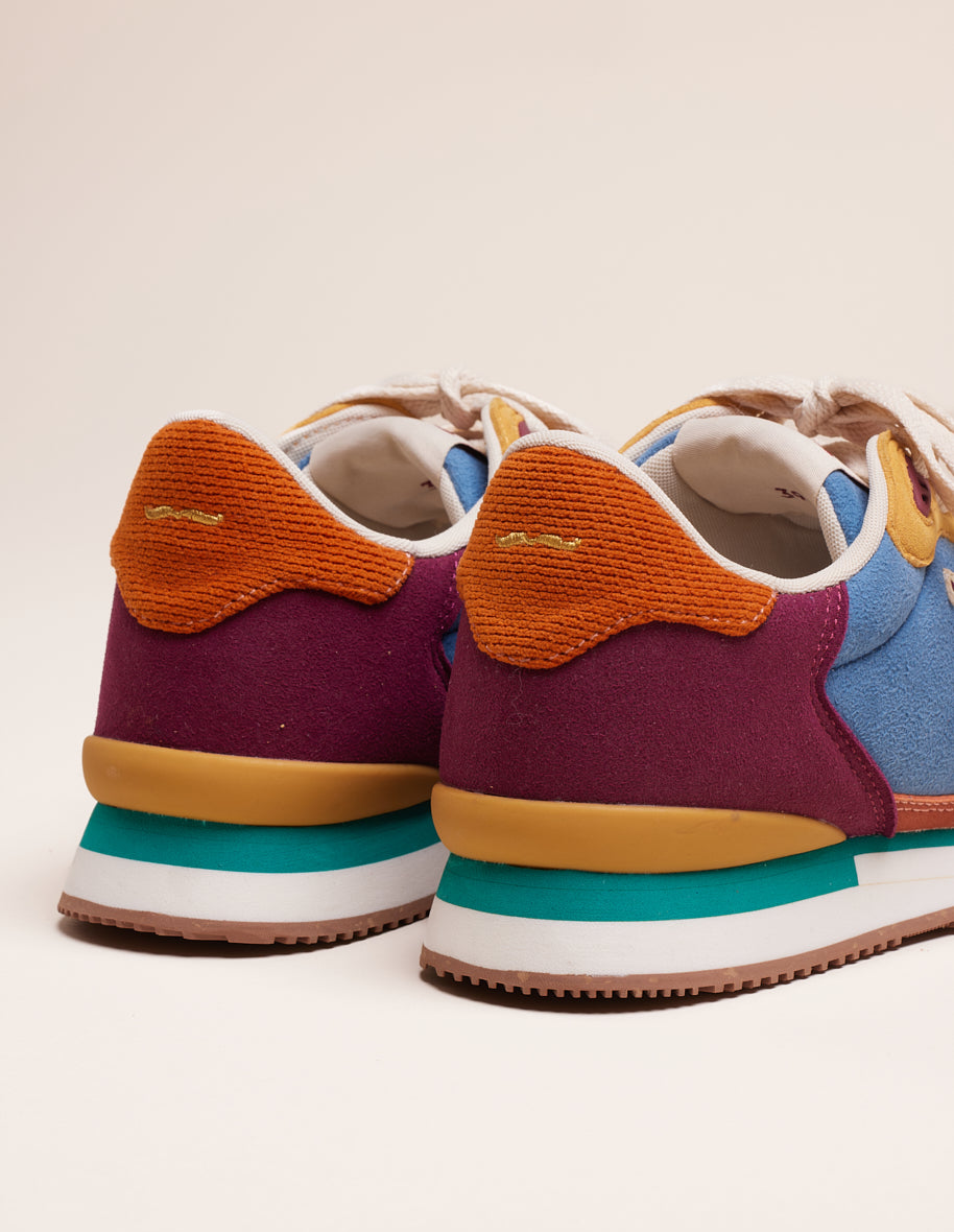 Baskets basses Andrée - Suède vegan et velours terracotta sable prune