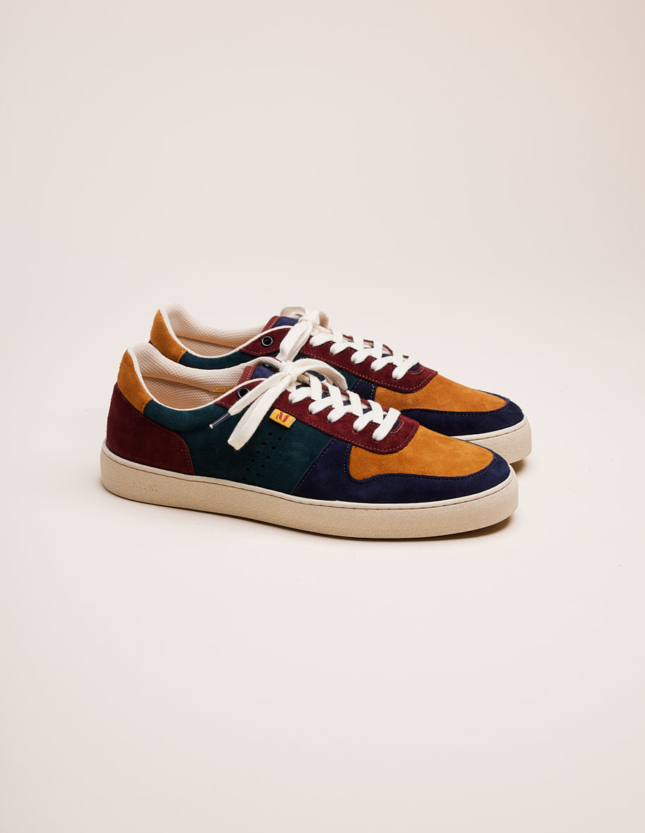 Men s low sneakers Sweden burgundy blue and green Arthur