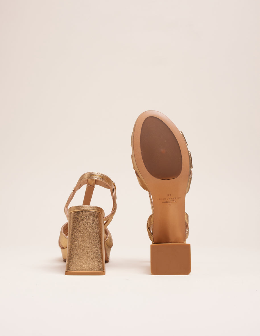 Sandales à talons Blandine - Cuir doré