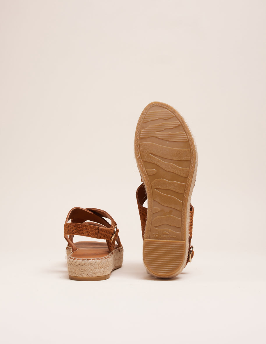 Espadrilles Chantal - Suède embossé tressé ambre