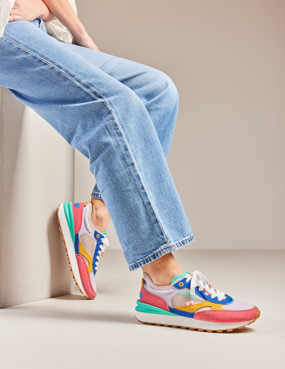 Low-top trainers Danaé - Pink, lilac and blue suede and mesh