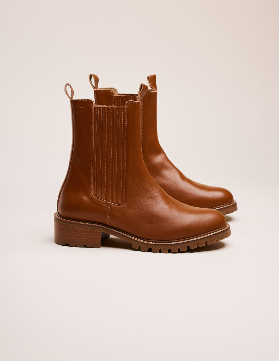 Women's ankle boots: cognac leather Chelsea boots Dorianne