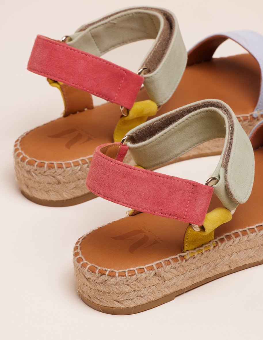 Espadrilles Flore - Suède corail ciel jaune