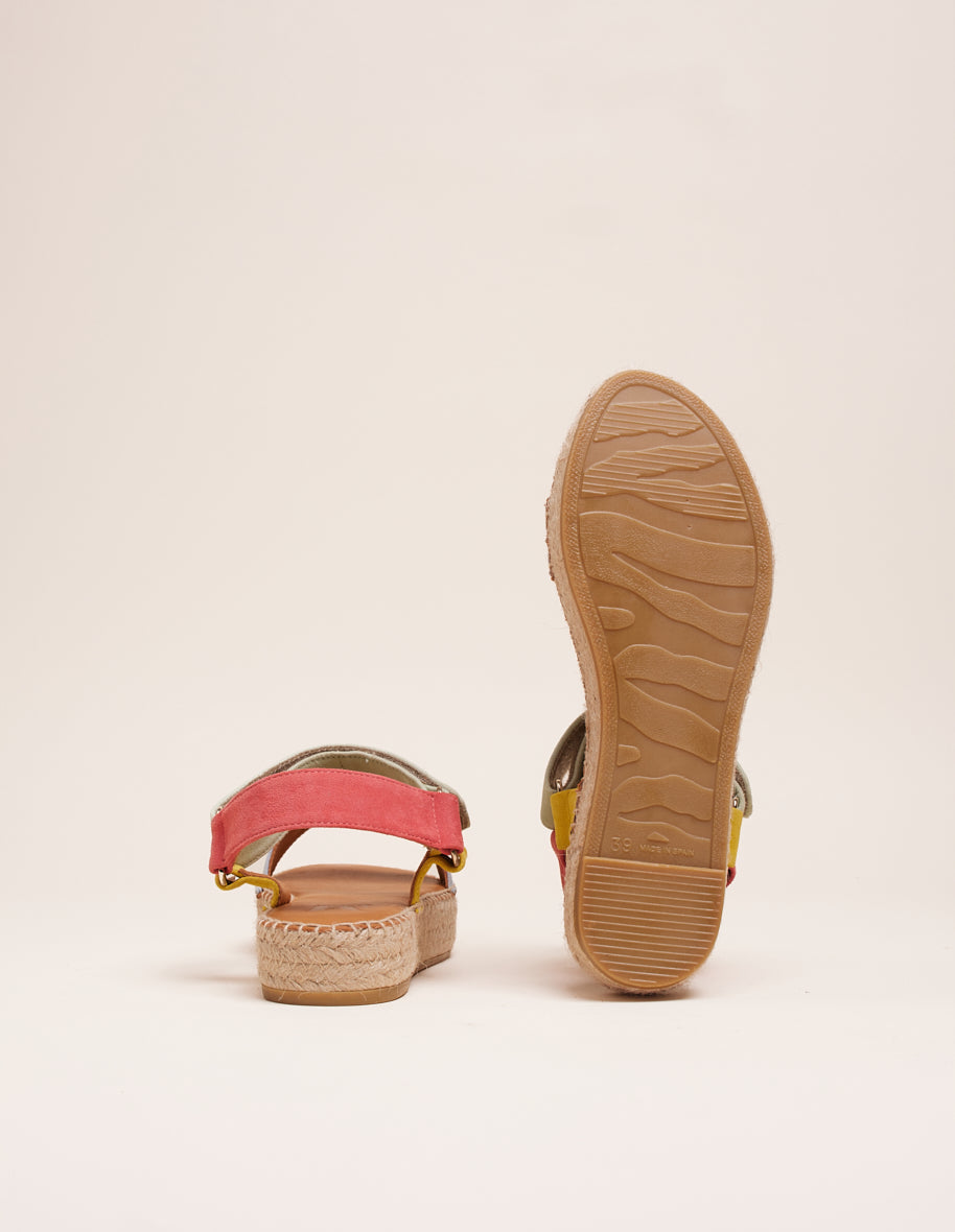 Espadrilles Flore - Suède corail ciel jaune