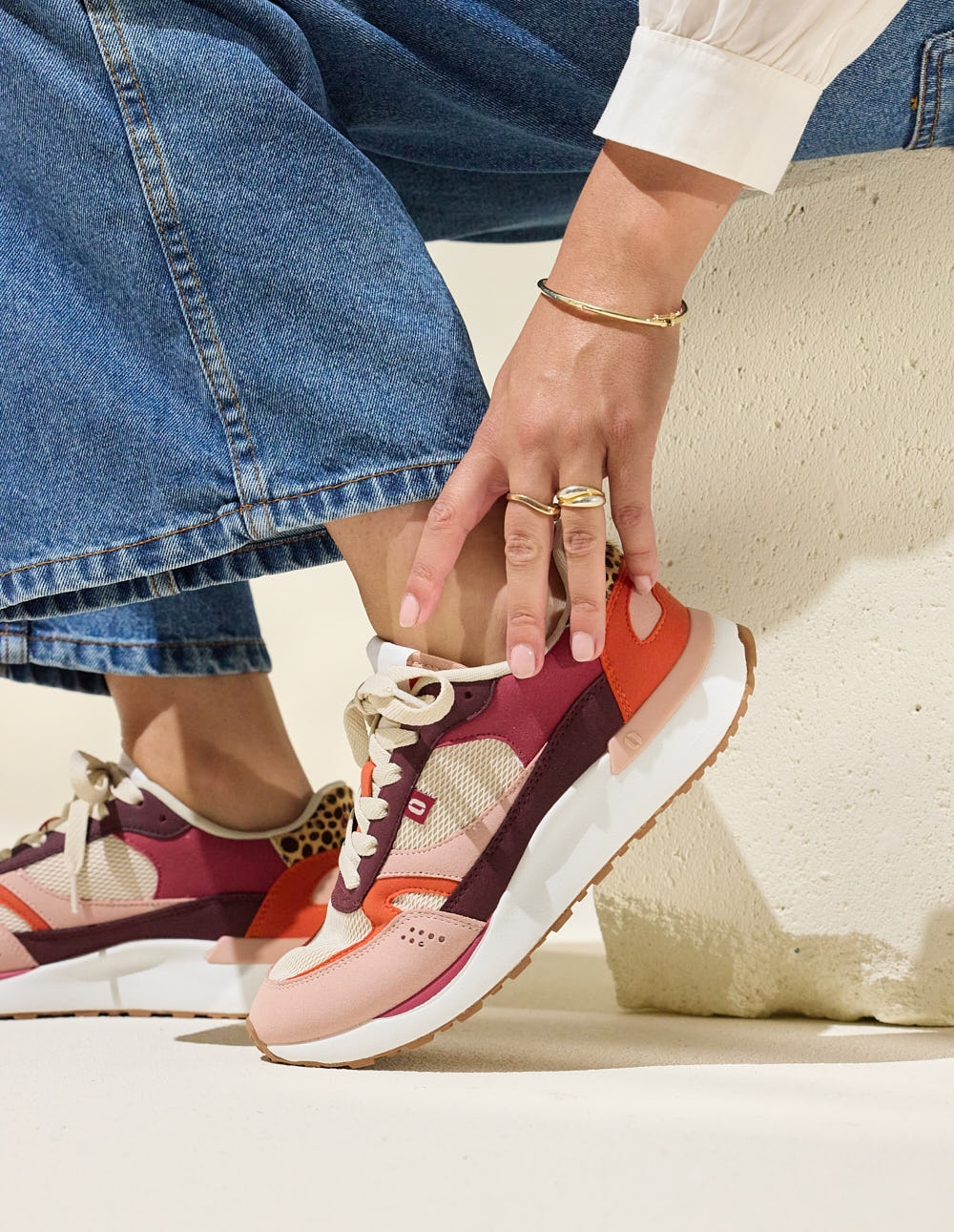 Baskets basses Anaelle - Rose clair beige orange