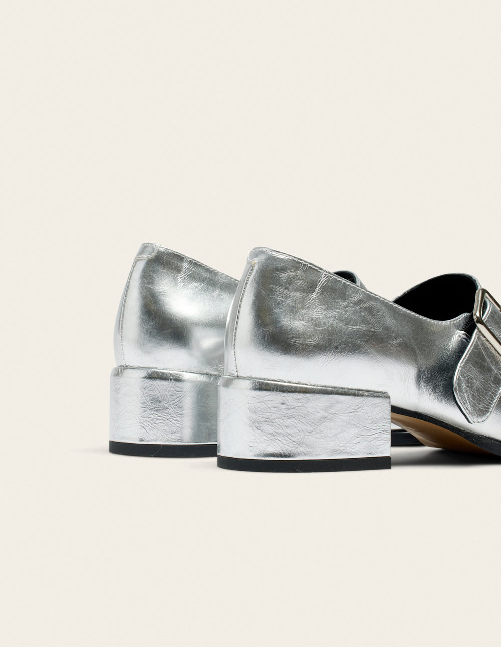 Escarpins Amari - Cuir plissé argenté