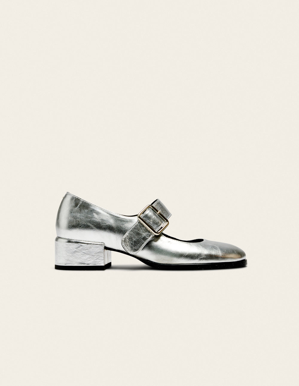 Escarpins Amari - Cuir plissé argenté