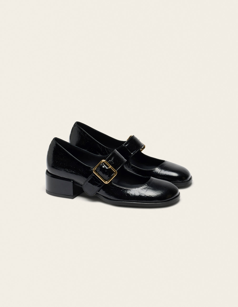 Escarpins Amari - Cuir plissé verni noir