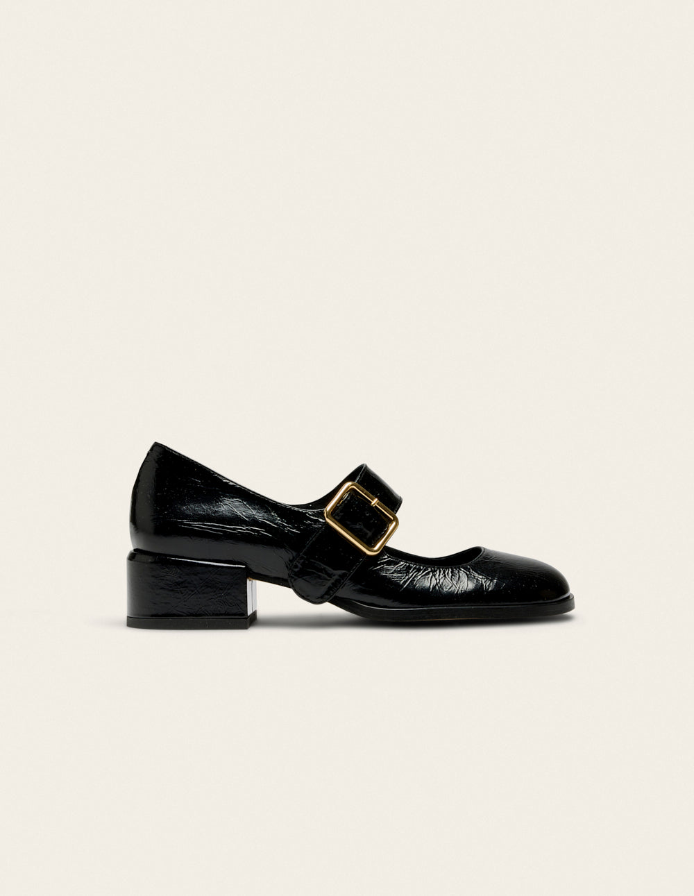 Escarpins Amari - Cuir plissé verni noir