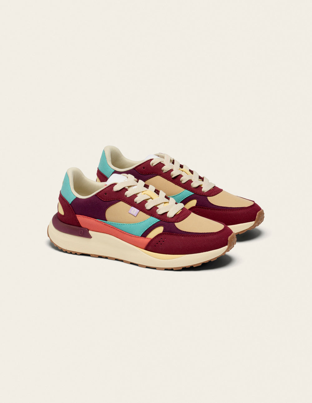 Anaelle low trainers - Burgundy plum beige