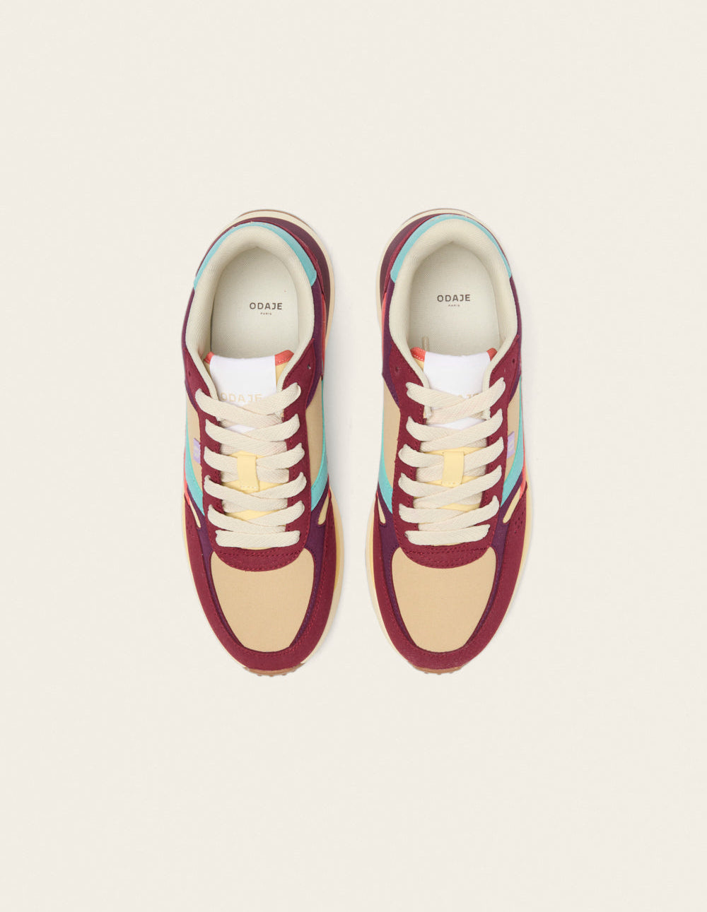 Anaelle low trainers - Burgundy plum beige