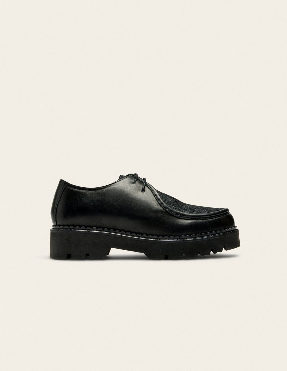 Derbies Deborah - Cuir noir et pony noir