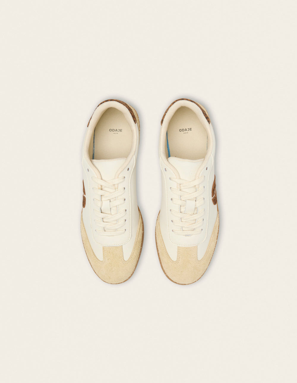 Baskets basses Lucia - Suède effiloché écru léopard