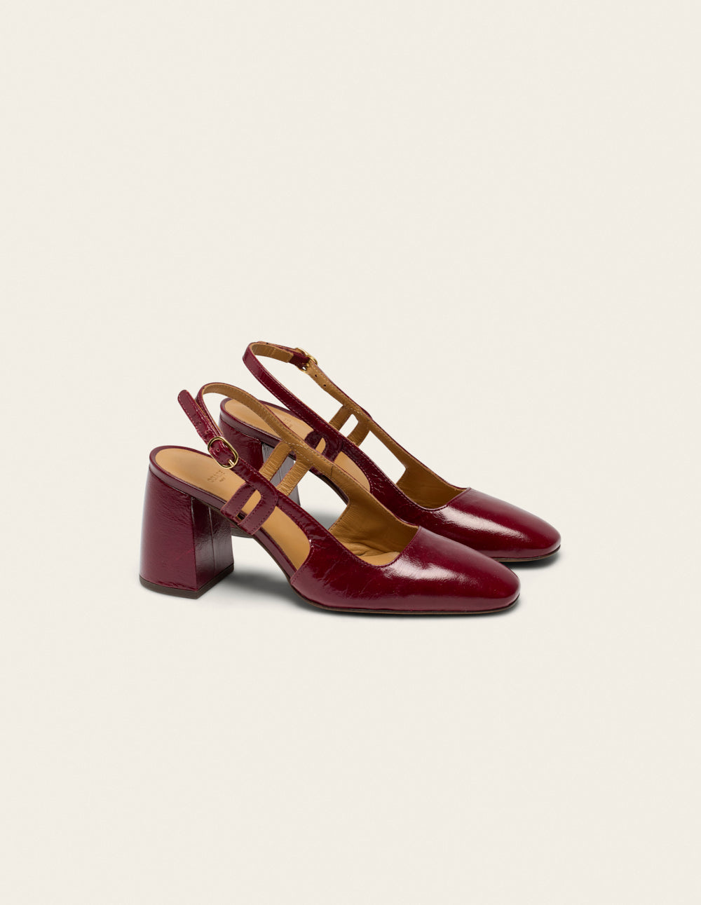 Escarpins Marcie - Cuir plissé verni bordeaux